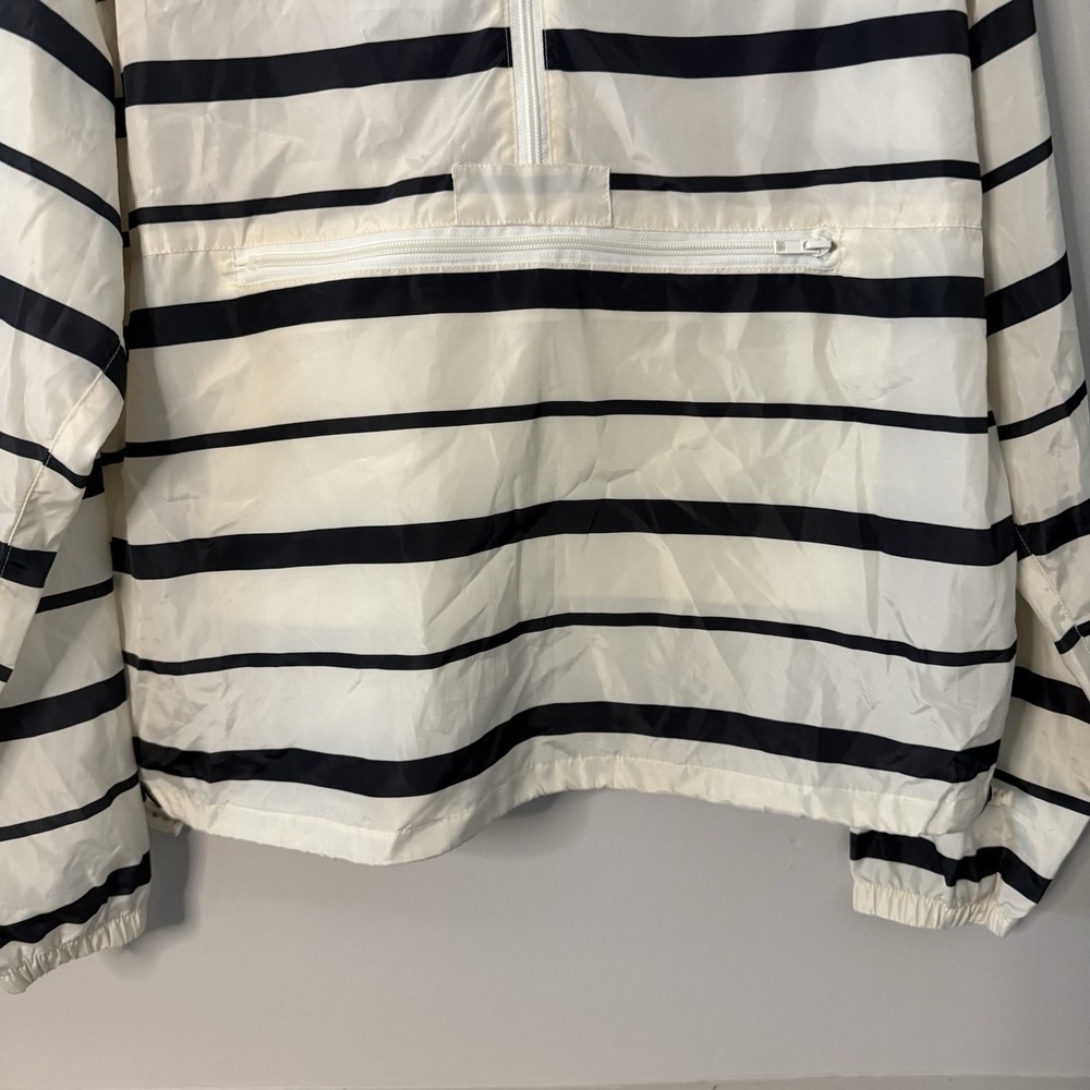 Thread & Supply Hooded Pullover Windbreaker Black Ivory Stripe Sz L NWT MSRP $66 - Picture 5 of 11